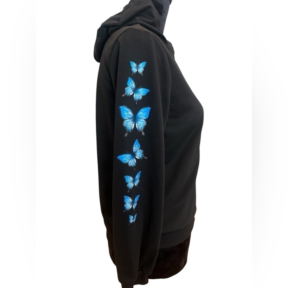 5 FOR $20 Shein Black Blue Butterfly Zip Up Hoodie Jacket 11/12 Youth Girls